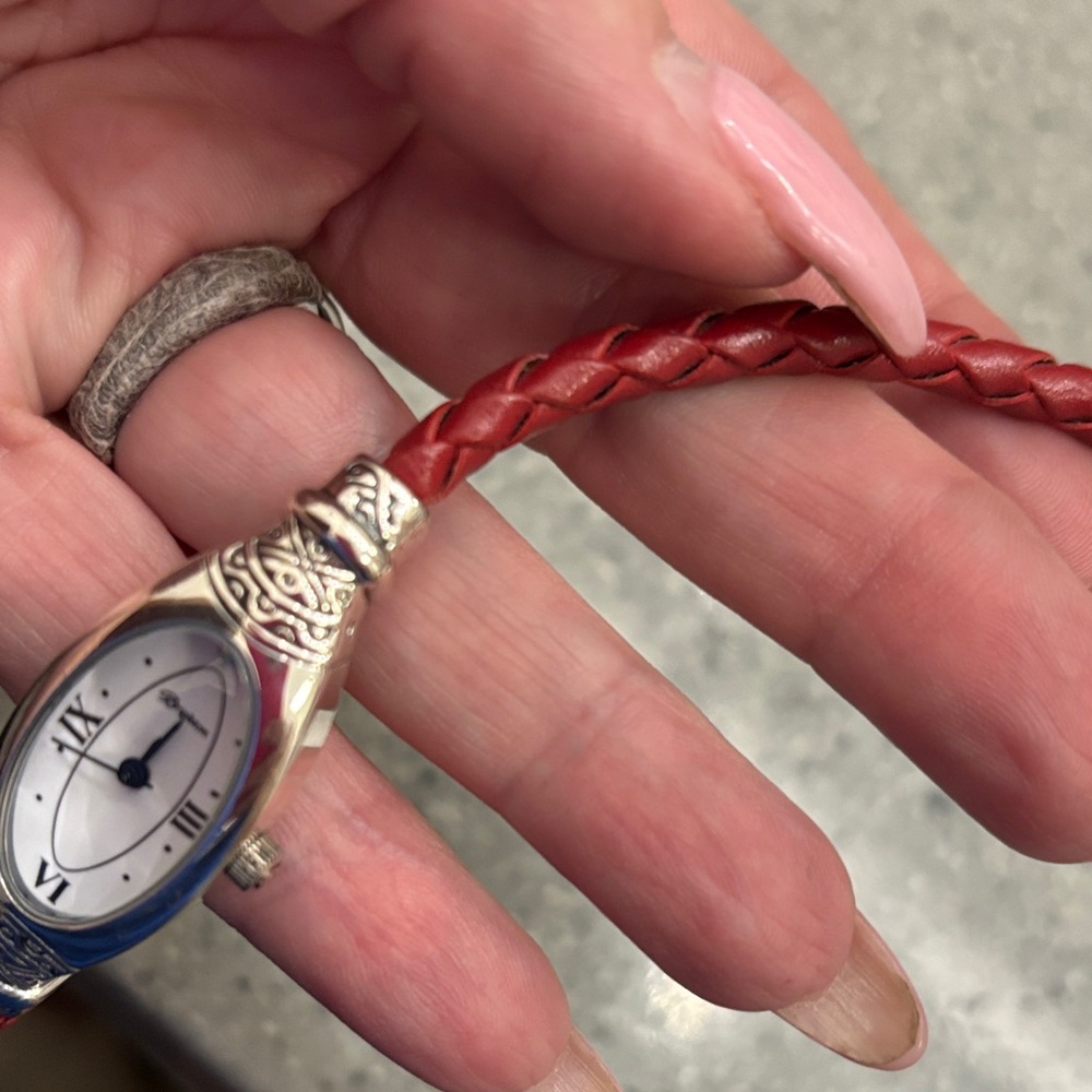 Brighton Intricate Silver Watch with Deep Red Band - Picture 4 of 5